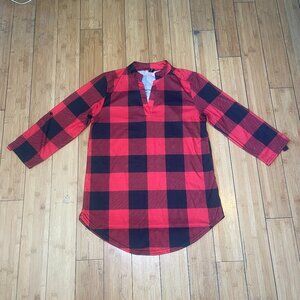 St. Jubileens Flannel Long Sleeve Pull Over Red Plaid Woman Sz M
